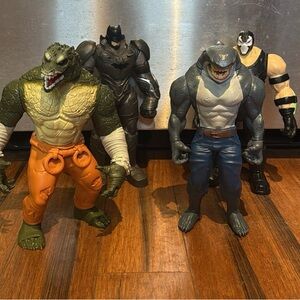DC COMICS 12”- Batman, King Shark, Killer Croc & Bane. Lg Action Figurines